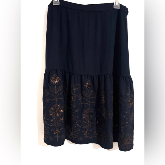 Coldwater Creek Dresses & Skirts - Coldwater Creek‎ Size L Dark Cottagecore Elegant Black Floral Embroidered Skirt